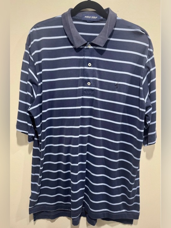 Polo Golf Other - Polo Golf Ralph Lauren Striped Polo Shirt XL Navy Light Blue Horse Logo